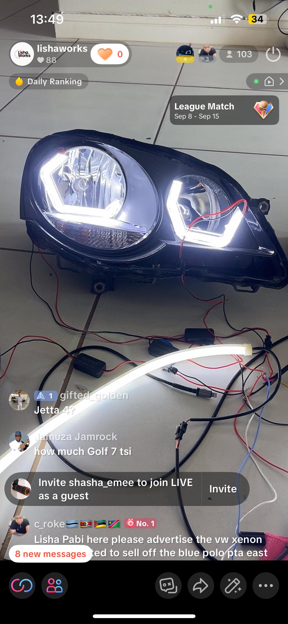 BMW DRL STYLE VW Polo Vivo (05-19) Silverline Facelift Headlight YELLOW/ WHITE